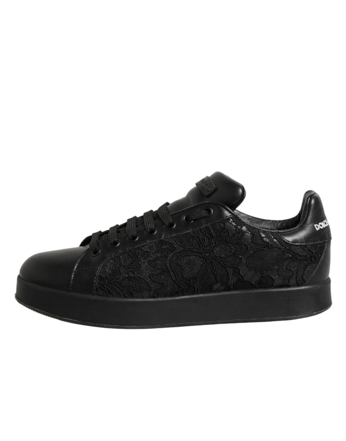 Dolce & Gabbana Black Floral Lace Low Top Sneakers Women's Shoes (Pre-Owned)