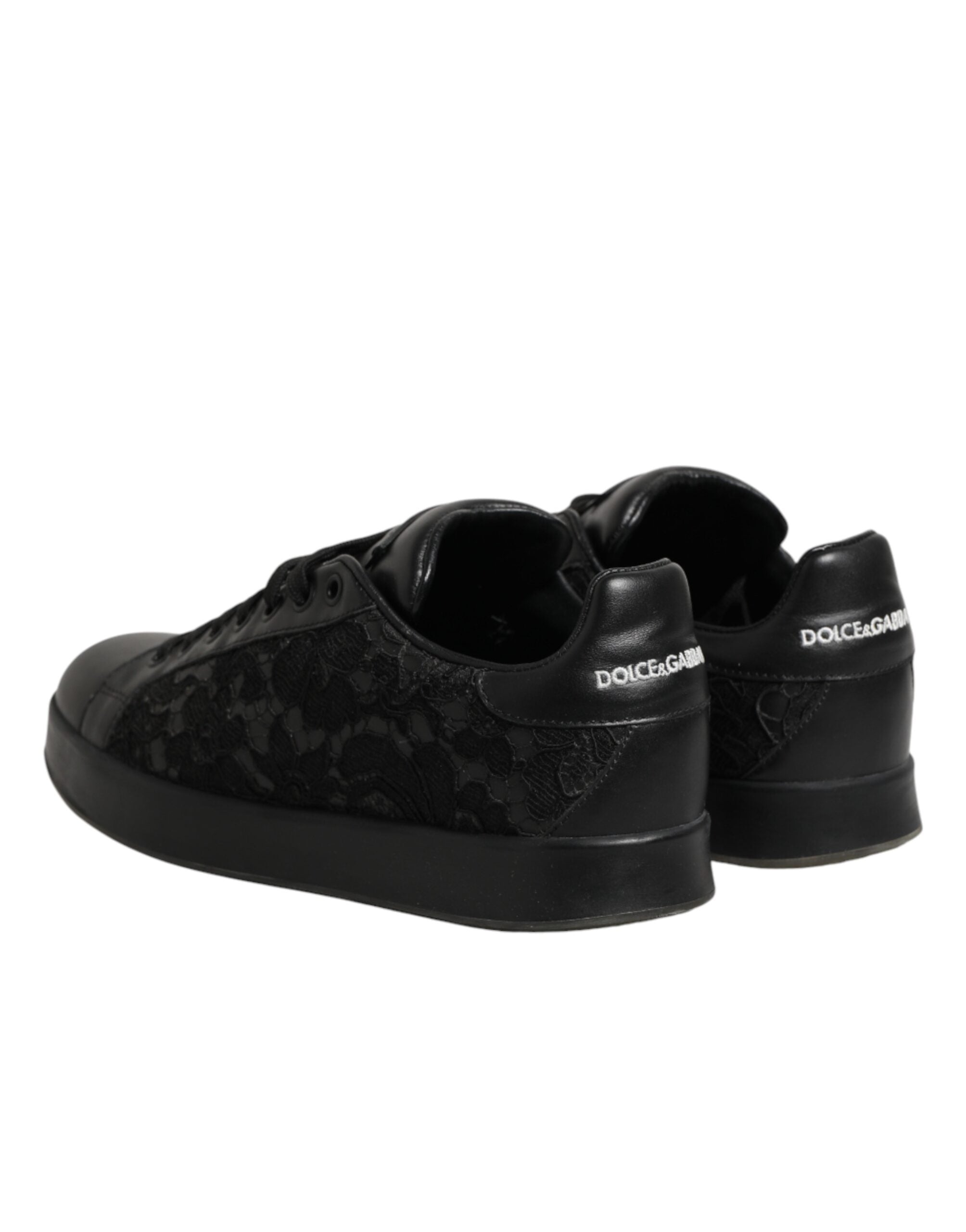 Dolce & Gabbana Black Floral Lace Low Top Sneaker Women's Shoes (Pre-Owned)