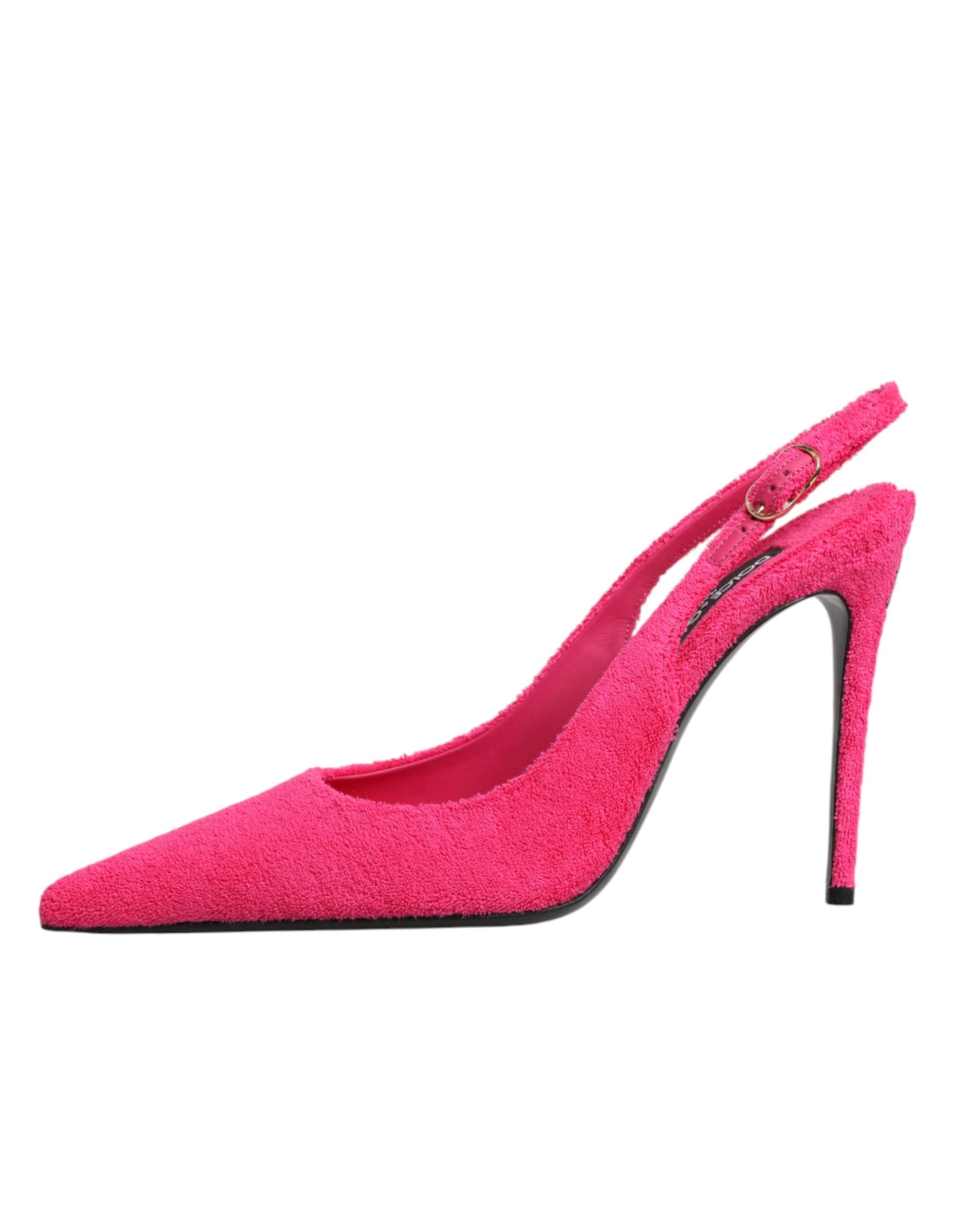 Dolce & Gabbana Pink Terry Cloth High Heels Slingback Women's Shoes