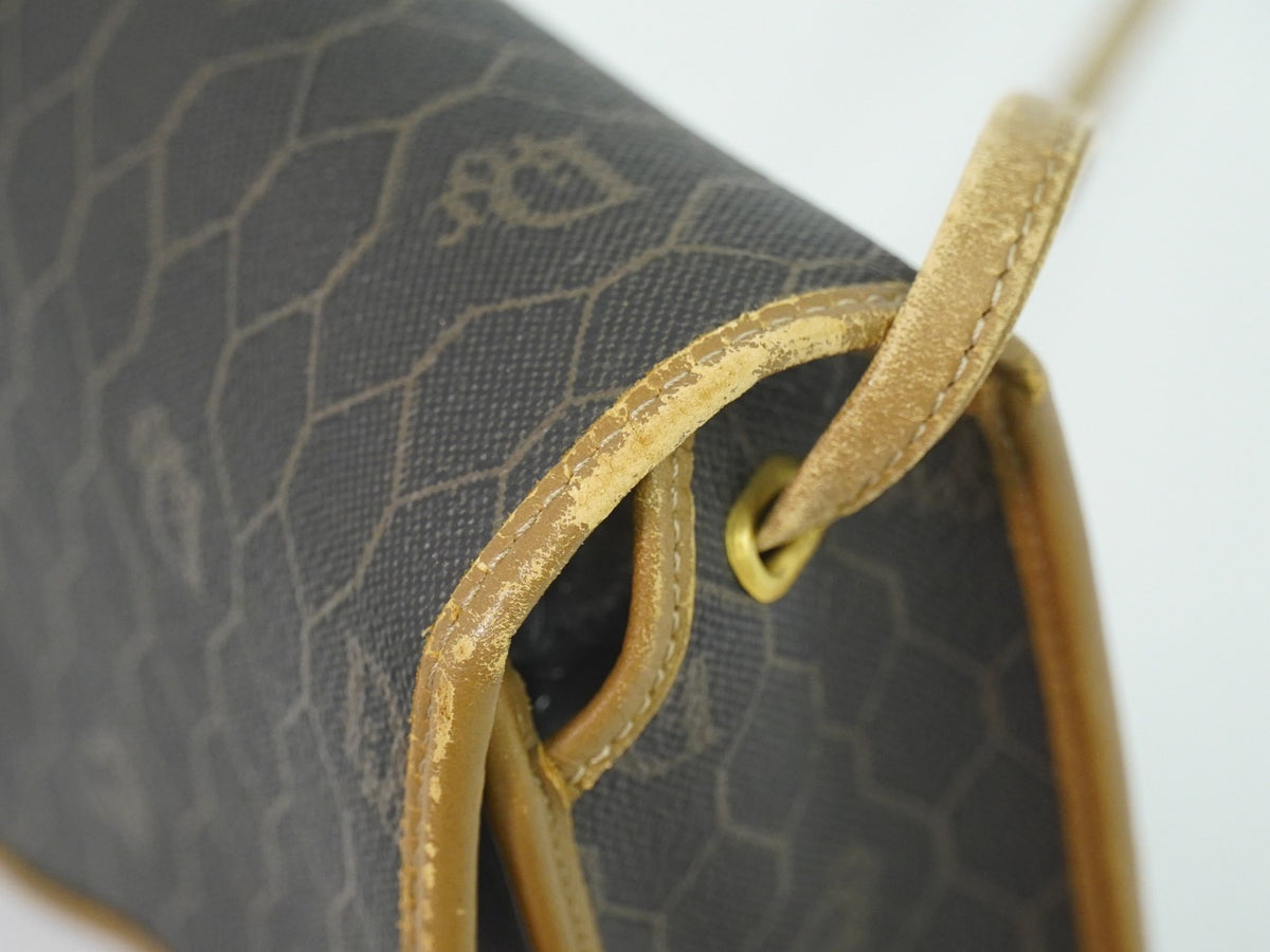 Christian Dior Vintage Honeycomb Canvas Black Canvas Shoulder Bag Bag (Pre-Owned)