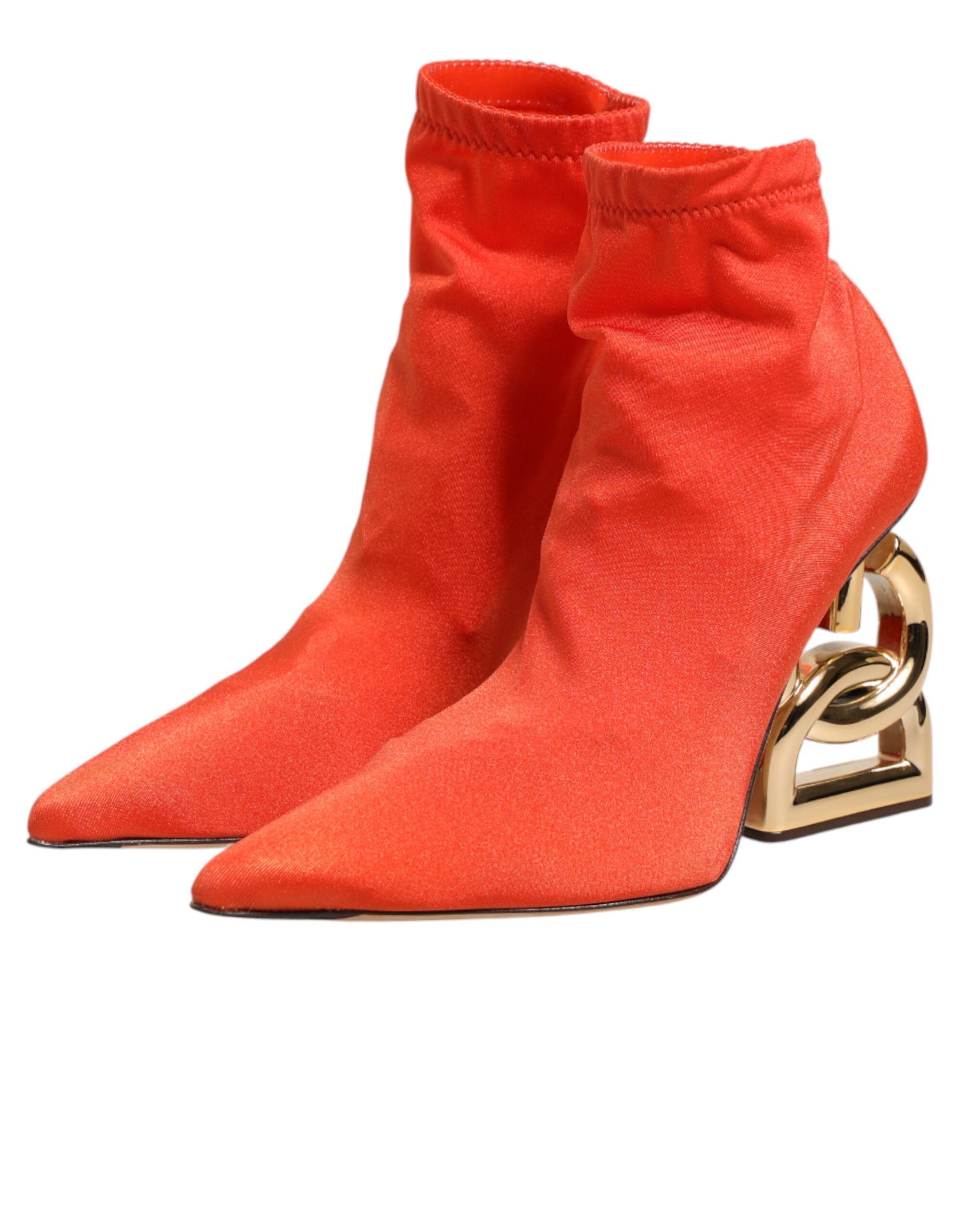 Dolce & Gabbana Orange DG Logo Heels Ankle Boots Women's Shoes (Pre-Owned)