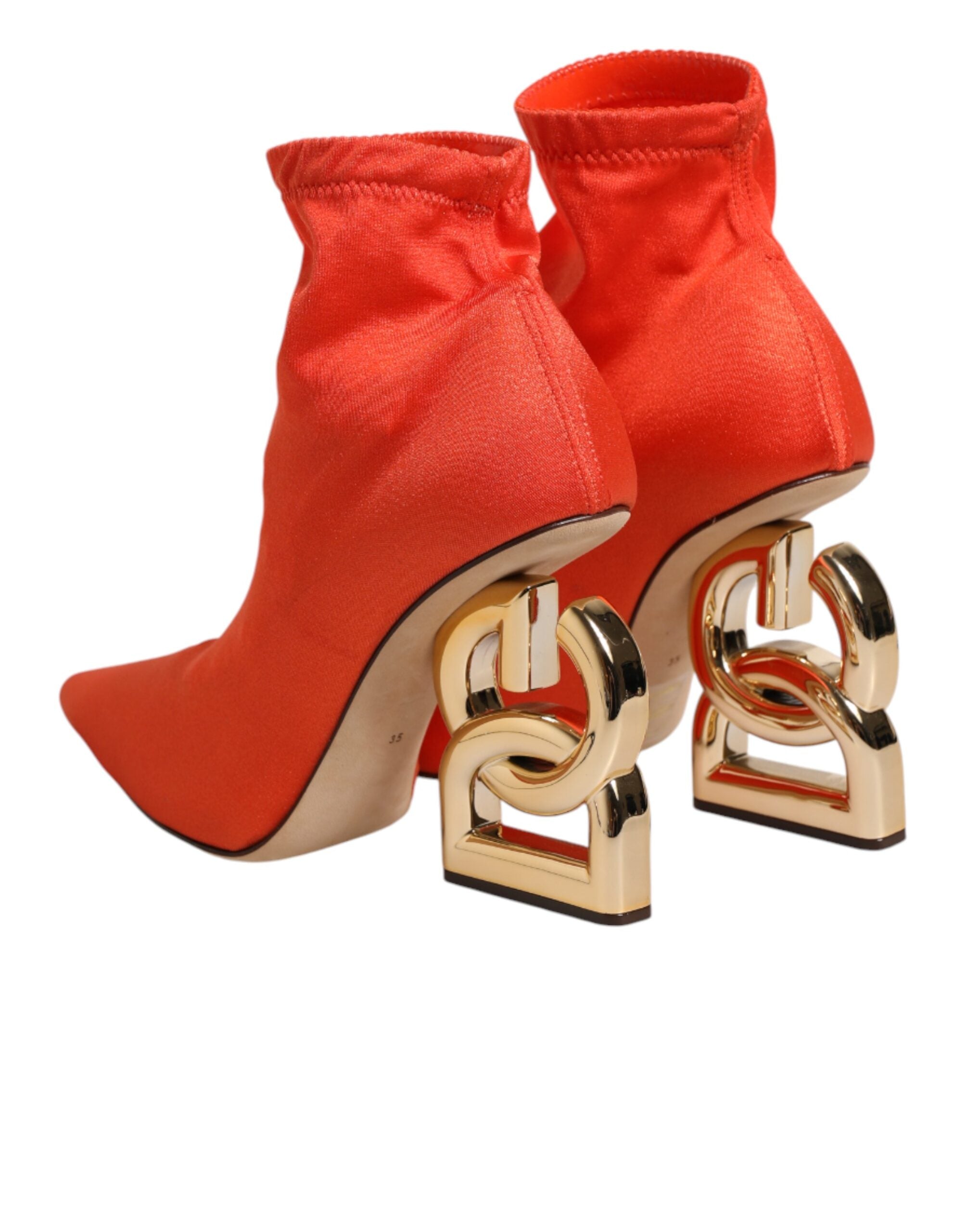 Dolce & Gabbana Orange DG Logo Heels Ankle Boots Women's Shoes (Pre-Owned)
