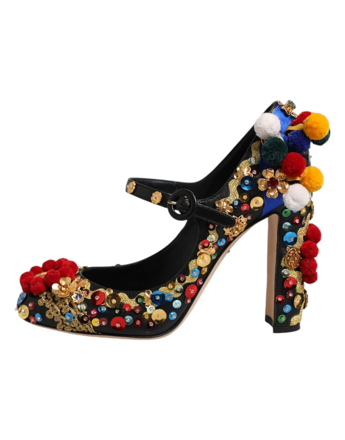 Dolce & Gabbana Black Gold Embellished MARY JANES Pumps  Women's Shoes (Pre-Owned)