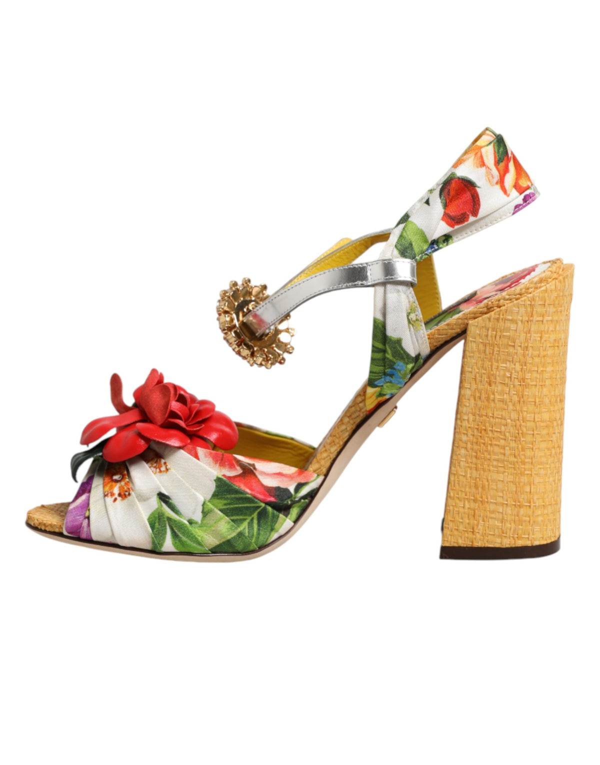 Dolce & Gabbana Multicolor Floral Crystal Embellished Sandals Men's Shoes