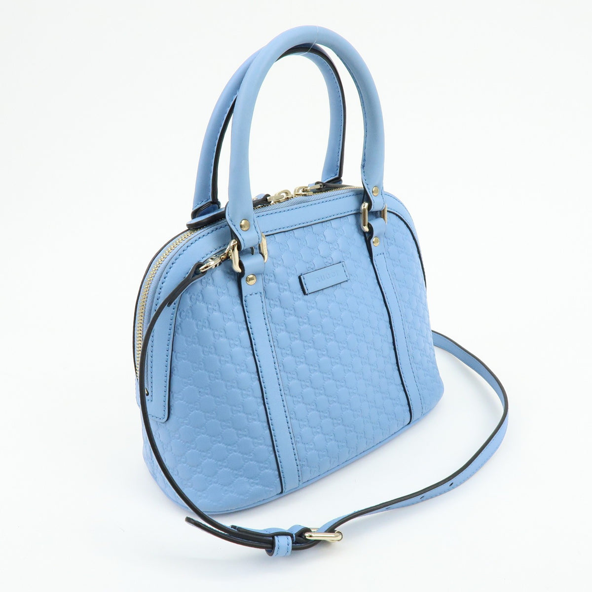 Gucci Convertible Dome Satchel Microguccissima Leather Blue Leather Handbag (Pre-Owned)