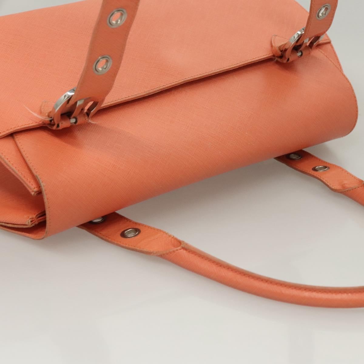 Salvatore Ferragamo Gancini Leather Orange Leather Handbag (Pre-Owned)