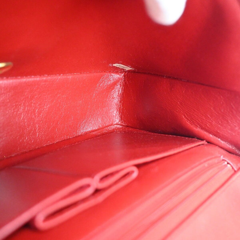 Chanel Full Flap Red Leather Shoulder Bag (Pre-Owned)