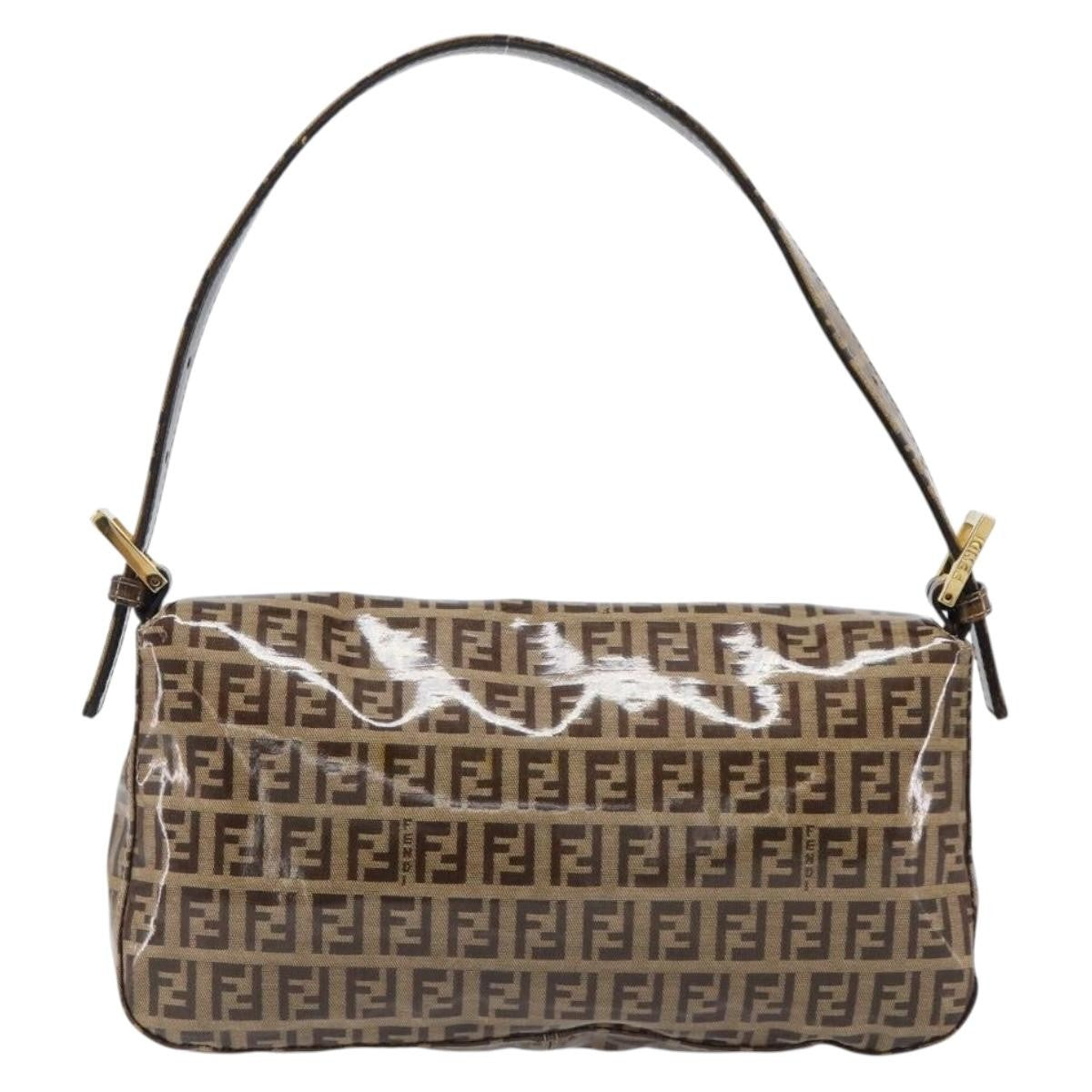 Fendi Mamma Baguette Zucca Patent Leather Beige Canvas Shoulder Bag Bag (Pre-Owned)