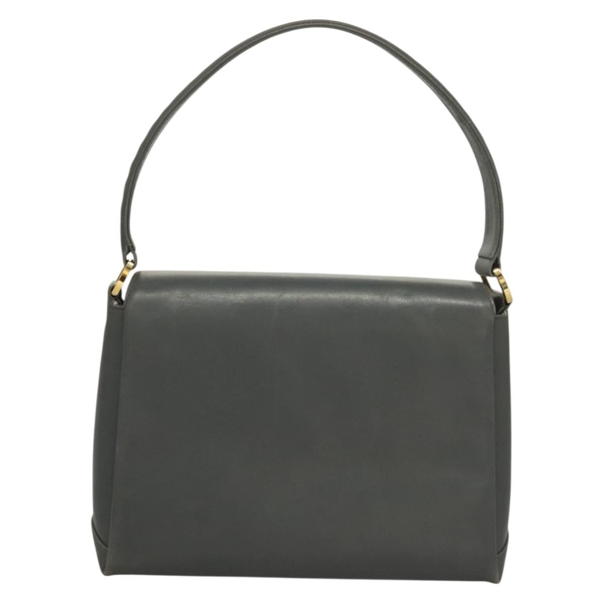 Gucci 1973 Top Handle Leather Gray Leather Handbag (Pre-Owned)