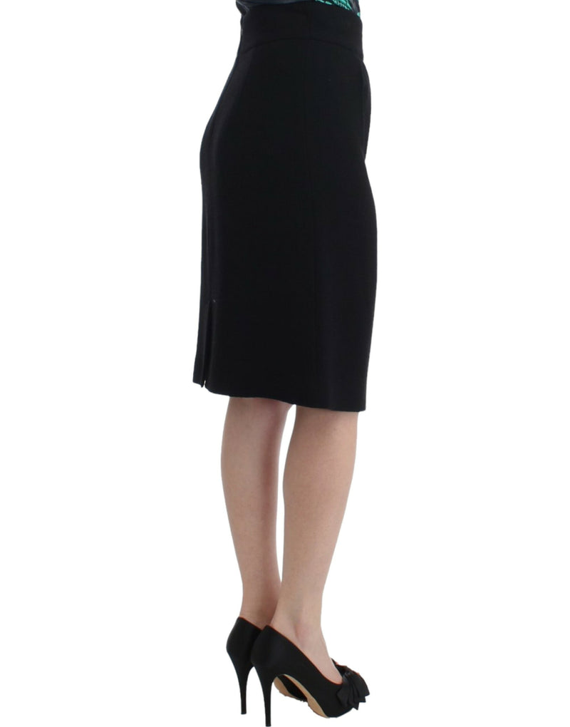 Cavalli Elegant Black Wool Pencil Women's Skirt