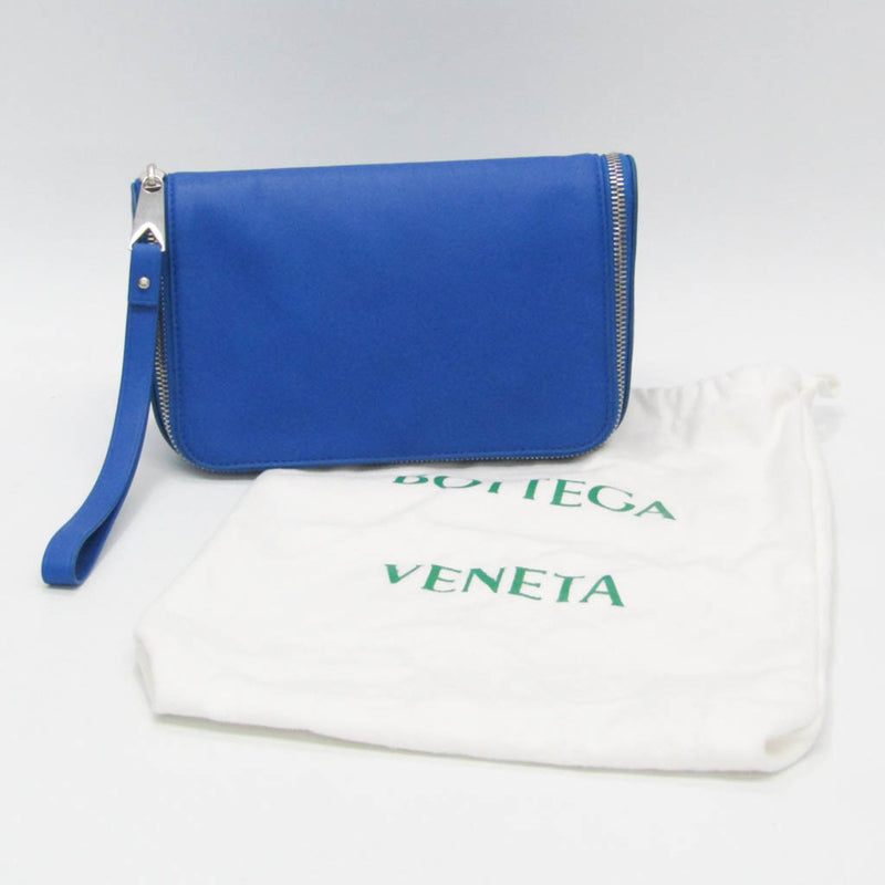 Bottega Veneta Organizer Blue Leather Clutch Bag (Pre-Owned)