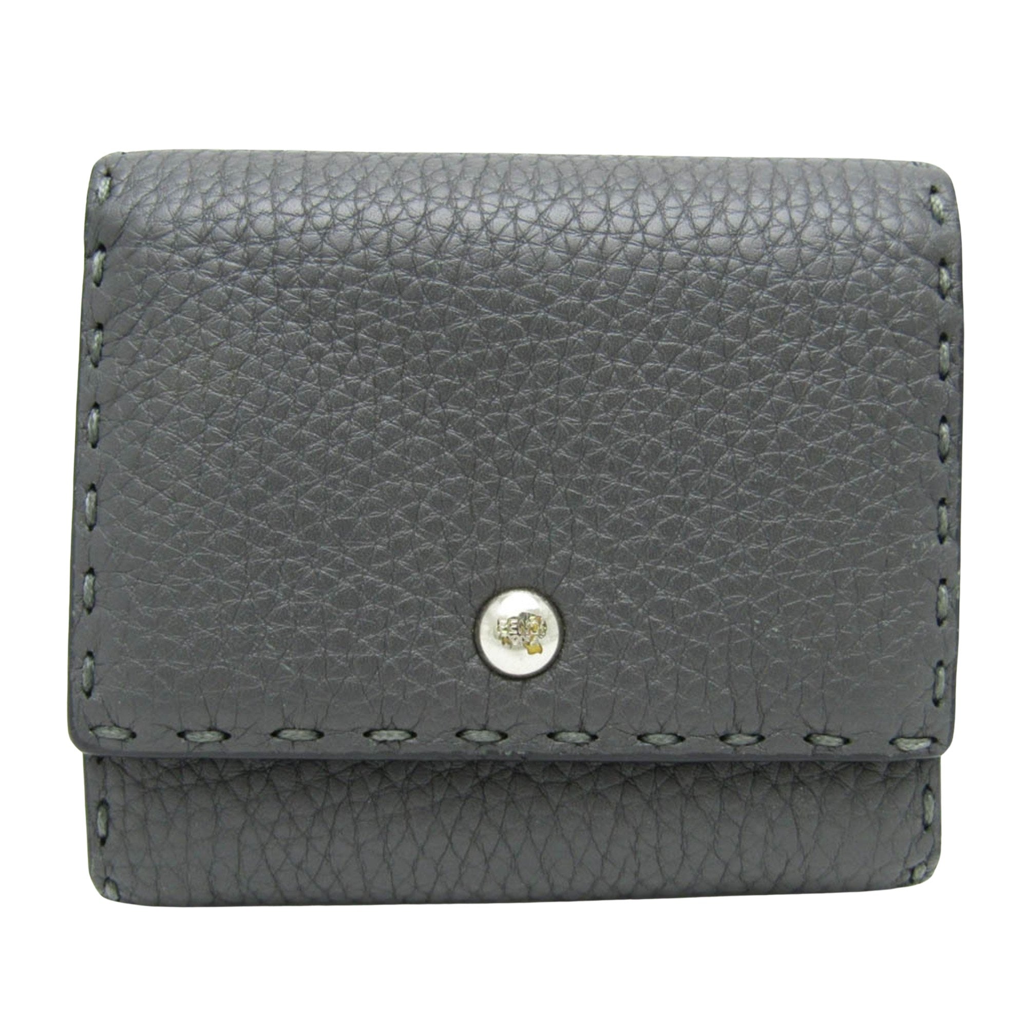 Fendi Selleria Grey Leather Wallet  (Pre-Owned)