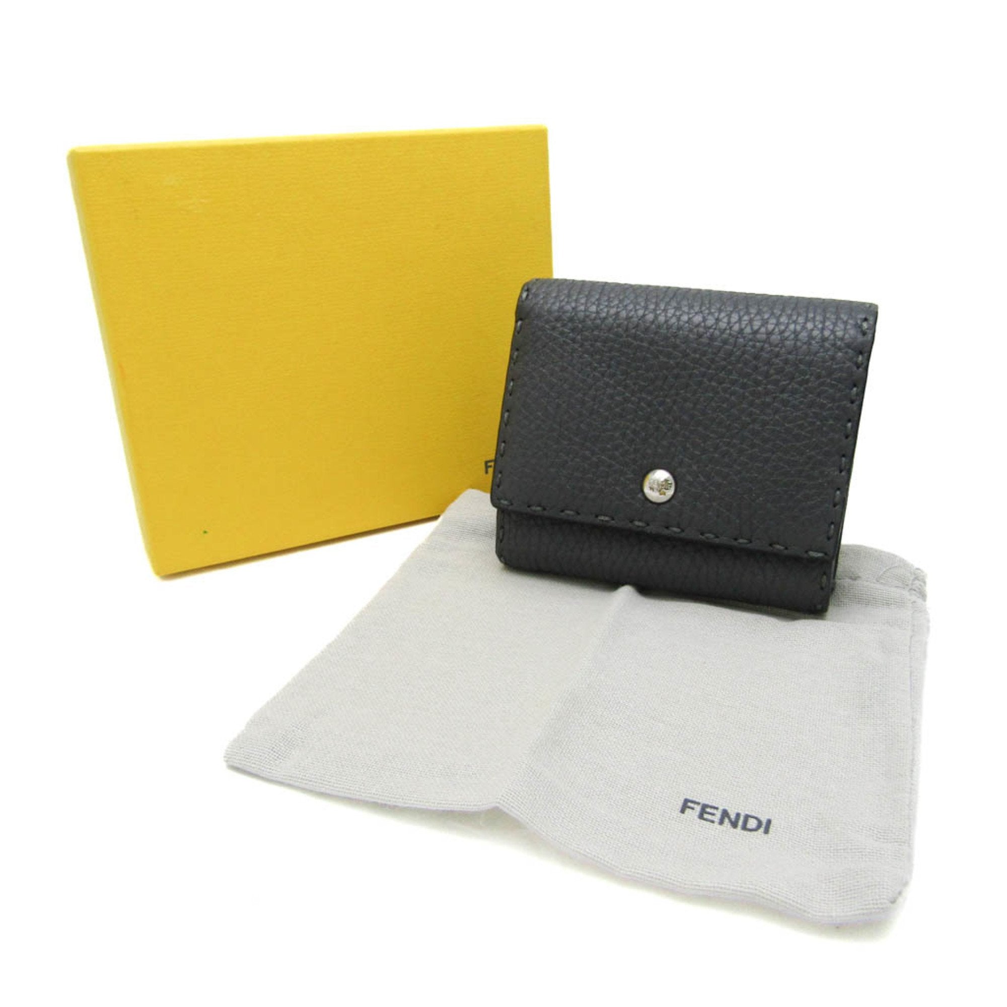 Fendi Selleria Grey Leather Wallet  (Pre-Owned)