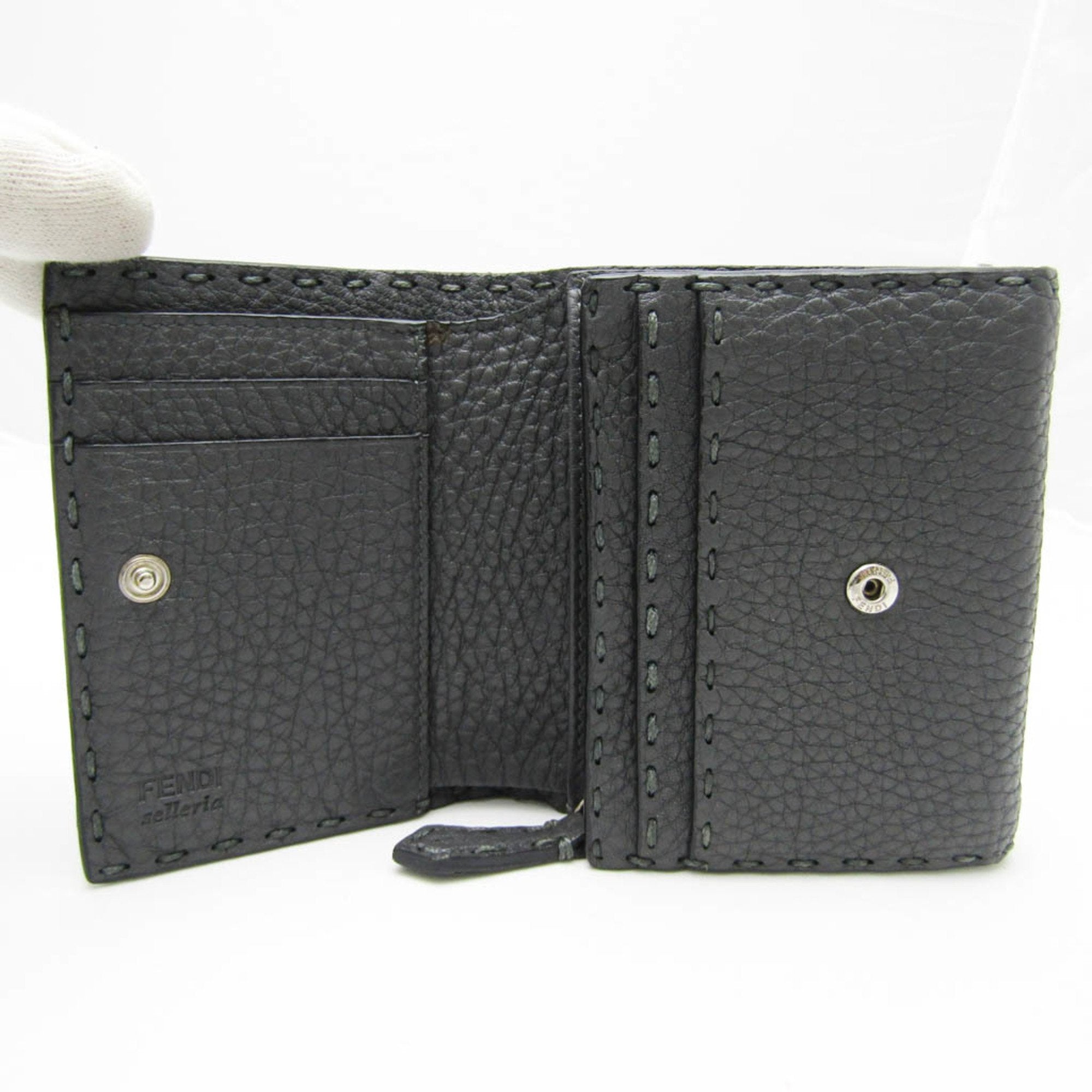 Fendi Selleria Grey Leather Wallet  (Pre-Owned)