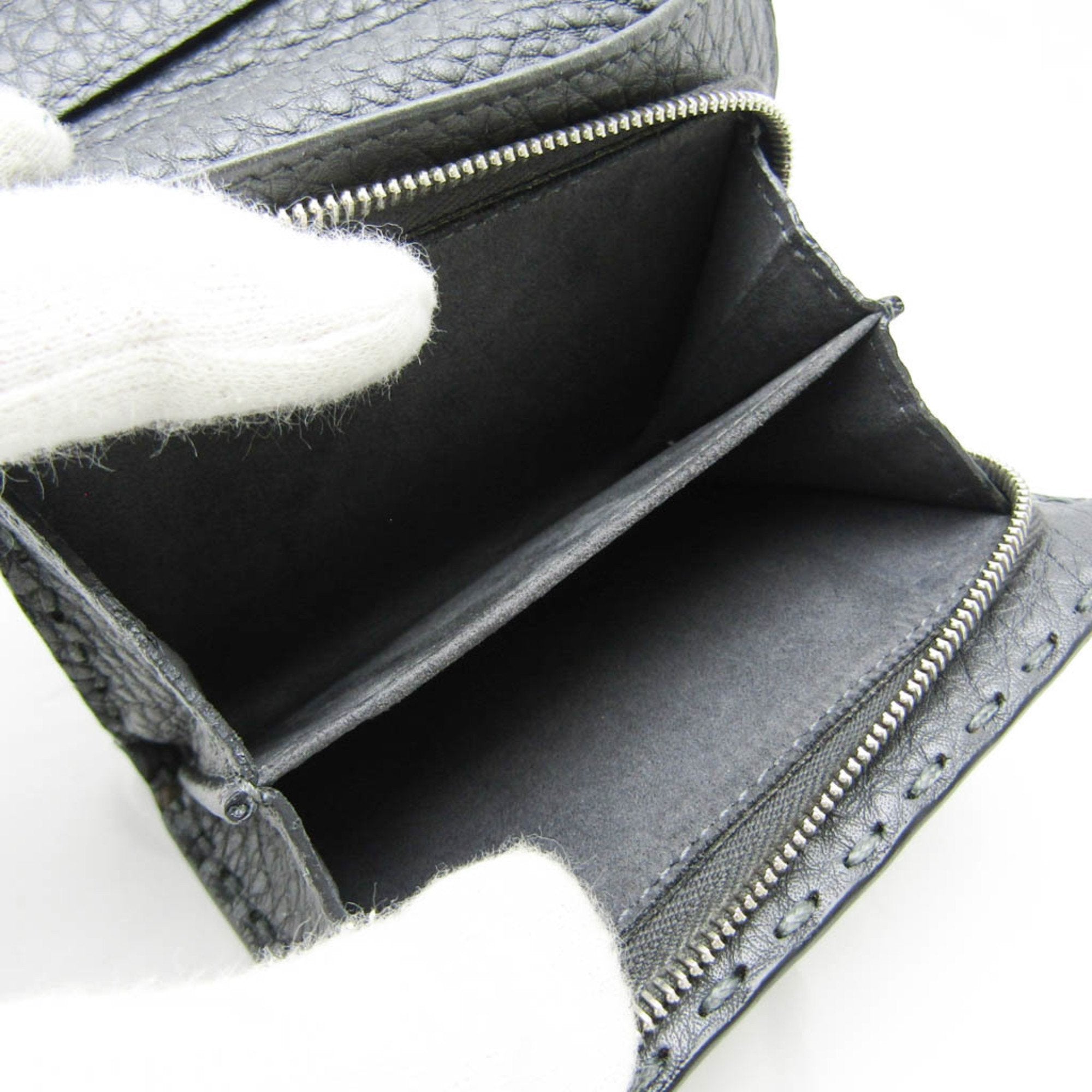 Fendi Selleria Grey Leather Wallet  (Pre-Owned)