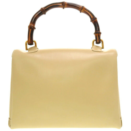 Gucci Bamboo Beige Leather Handbag (Pre-Owned)