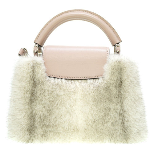 Louis Vuitton Capucines White Fur Handbag (Pre-Owned)