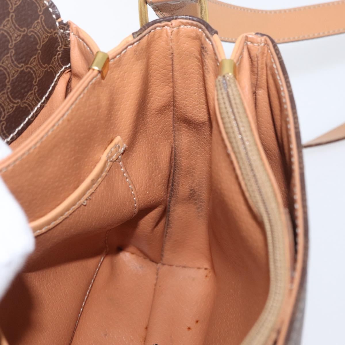Celine Vintage Macadam Canvas And Leather Brown Canvas Shoulder Bag Bag (Pre-Owned)