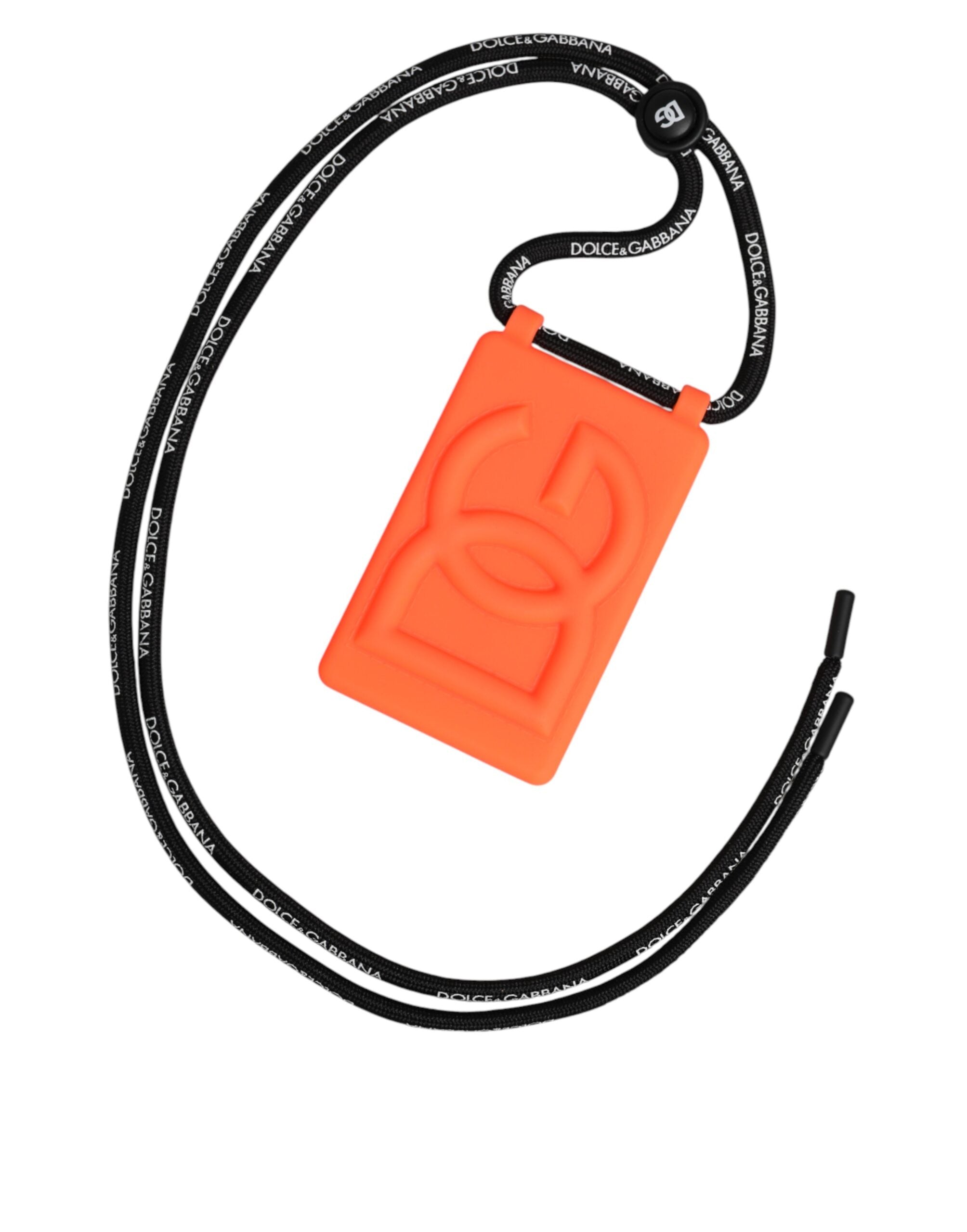 Dolce & Gabbana Holder Neon Orange Rubber DG Embossed Adjustable  Badge