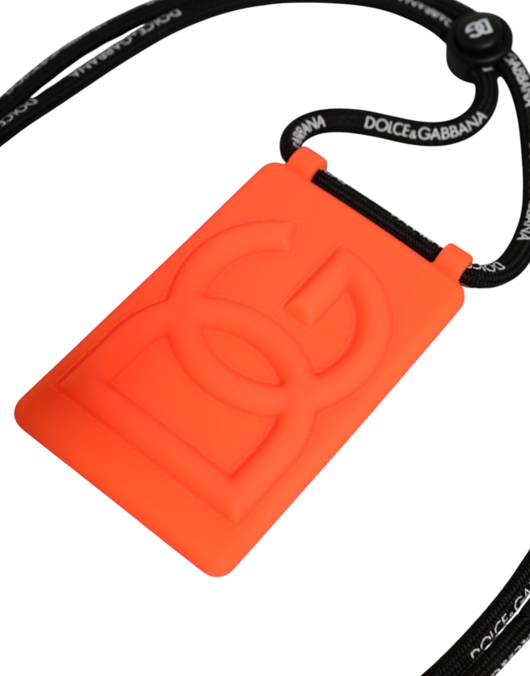 Dolce & Gabbana Holder Neon Orange Rubber DG Embossed Adjustable  Badge