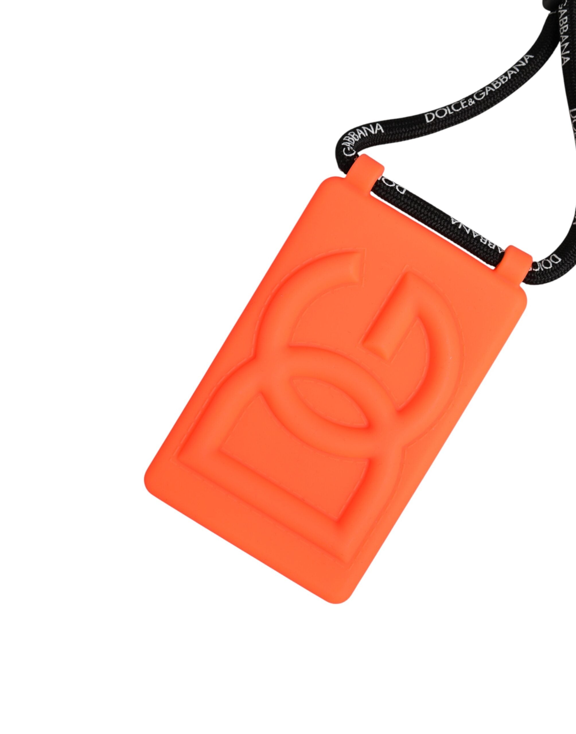 Dolce & Gabbana Holder Neon Orange Rubber DG Embossed Adjustable  Badge
