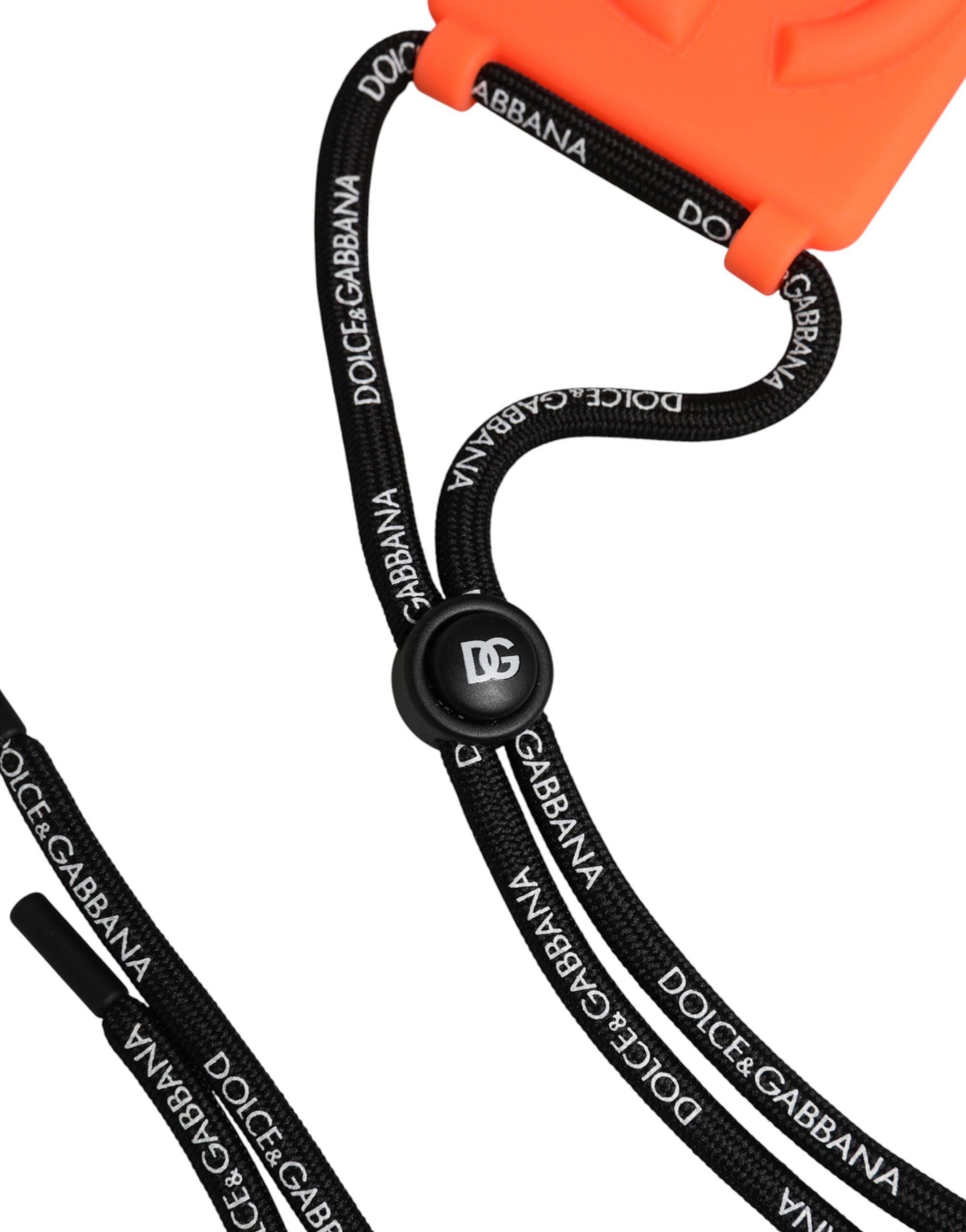Dolce & Gabbana Holder Neon Orange Rubber DG Embossed Adjustable  Badge