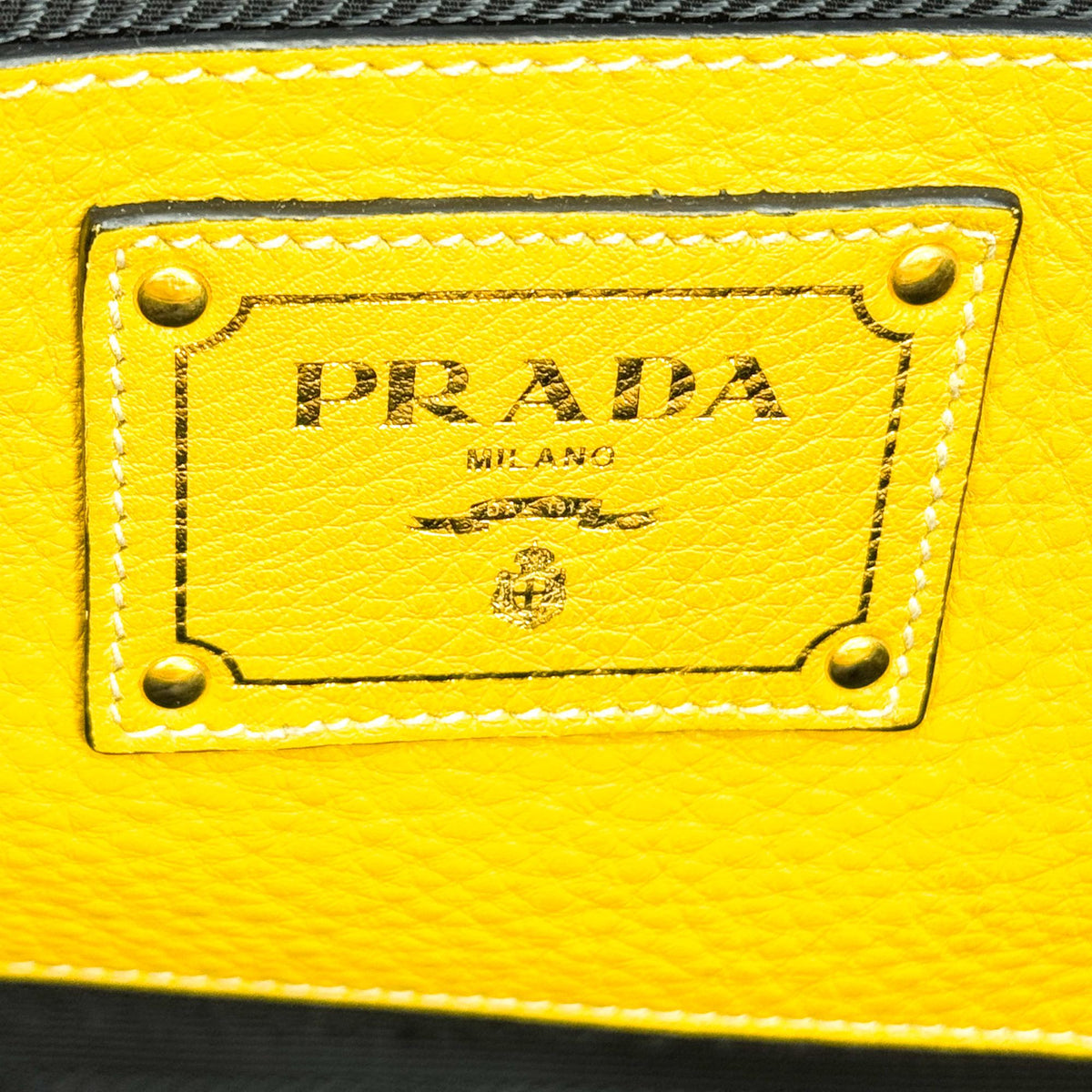 Prada Front Pocket Convertible Tote Leather Yellow Leather Tote Bag Bag (Pre-Owned)