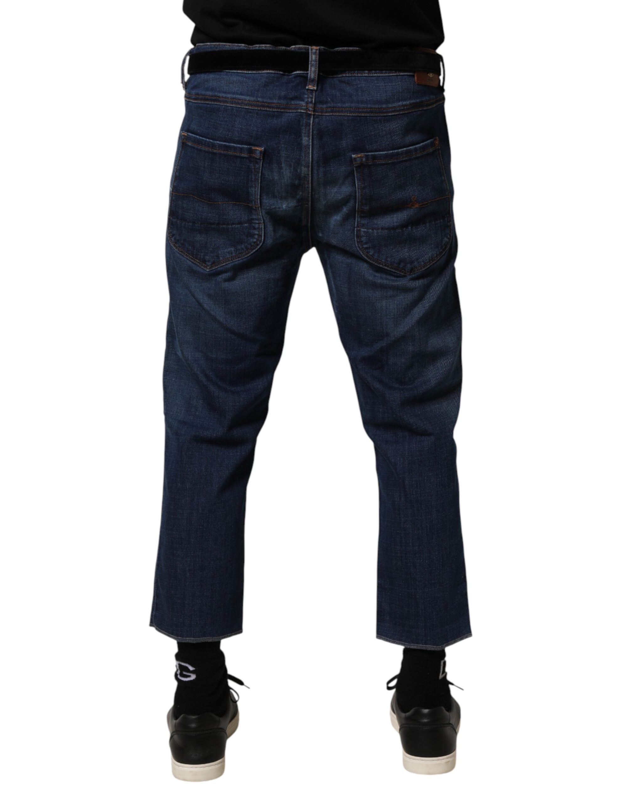 Vivienne Westwood Blue Mid Waist Cotton Men Cropped Denim Men's Jeans