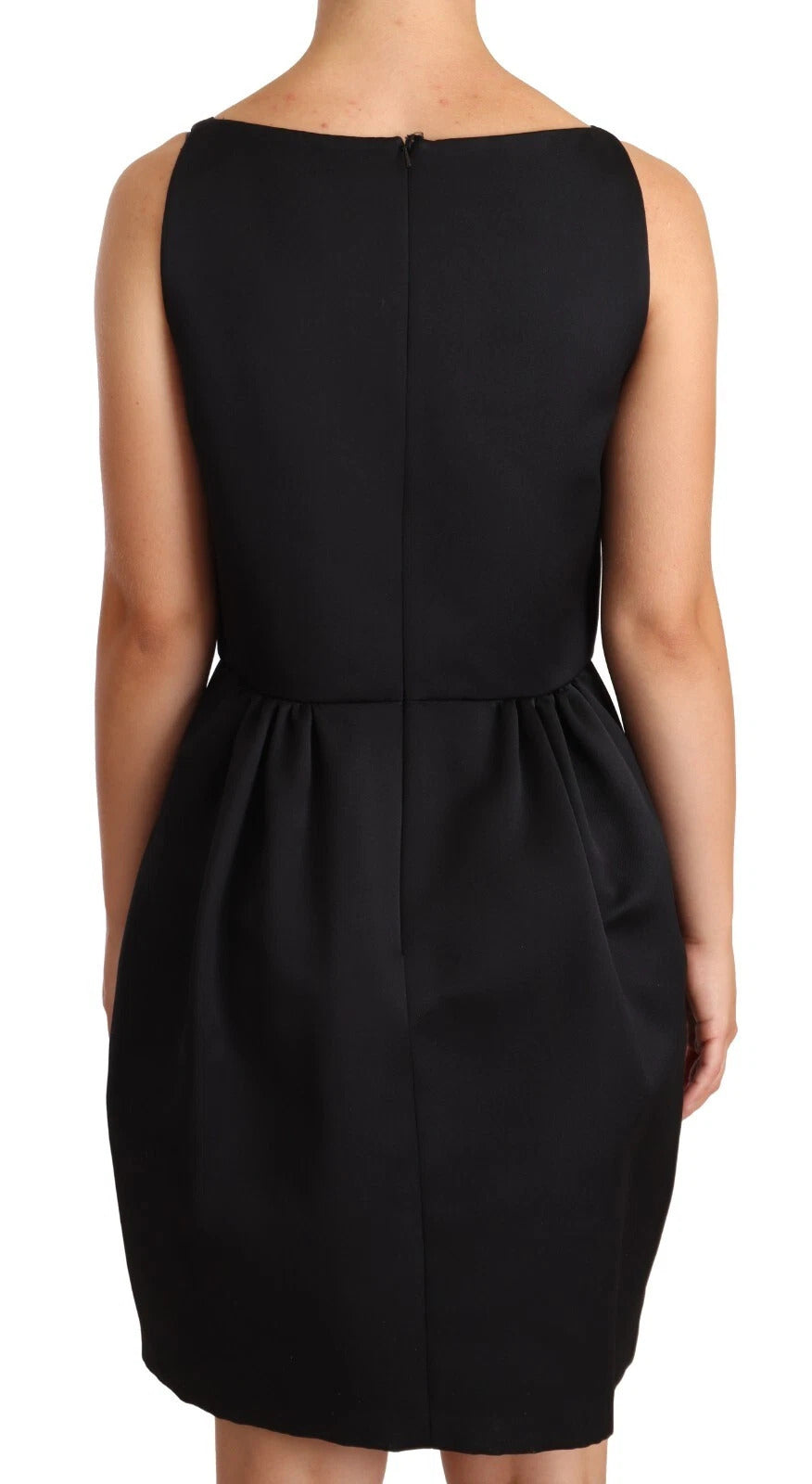 Cédric Charlier Black Sleeveless Pleated Aline Knee Length Women's Dress (Pre-Owned)