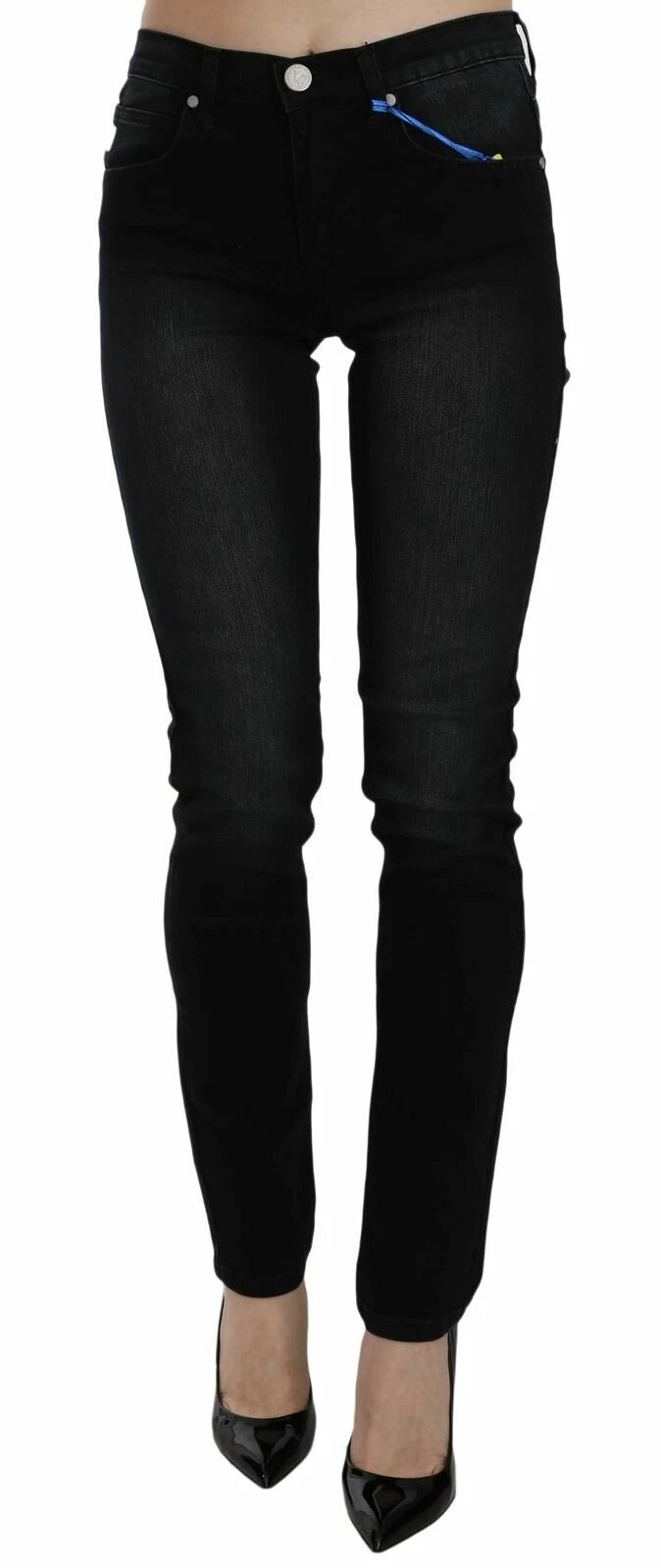 Versace Jeans Couture Dark Black Dora Slim Fit Denim Women's Pants