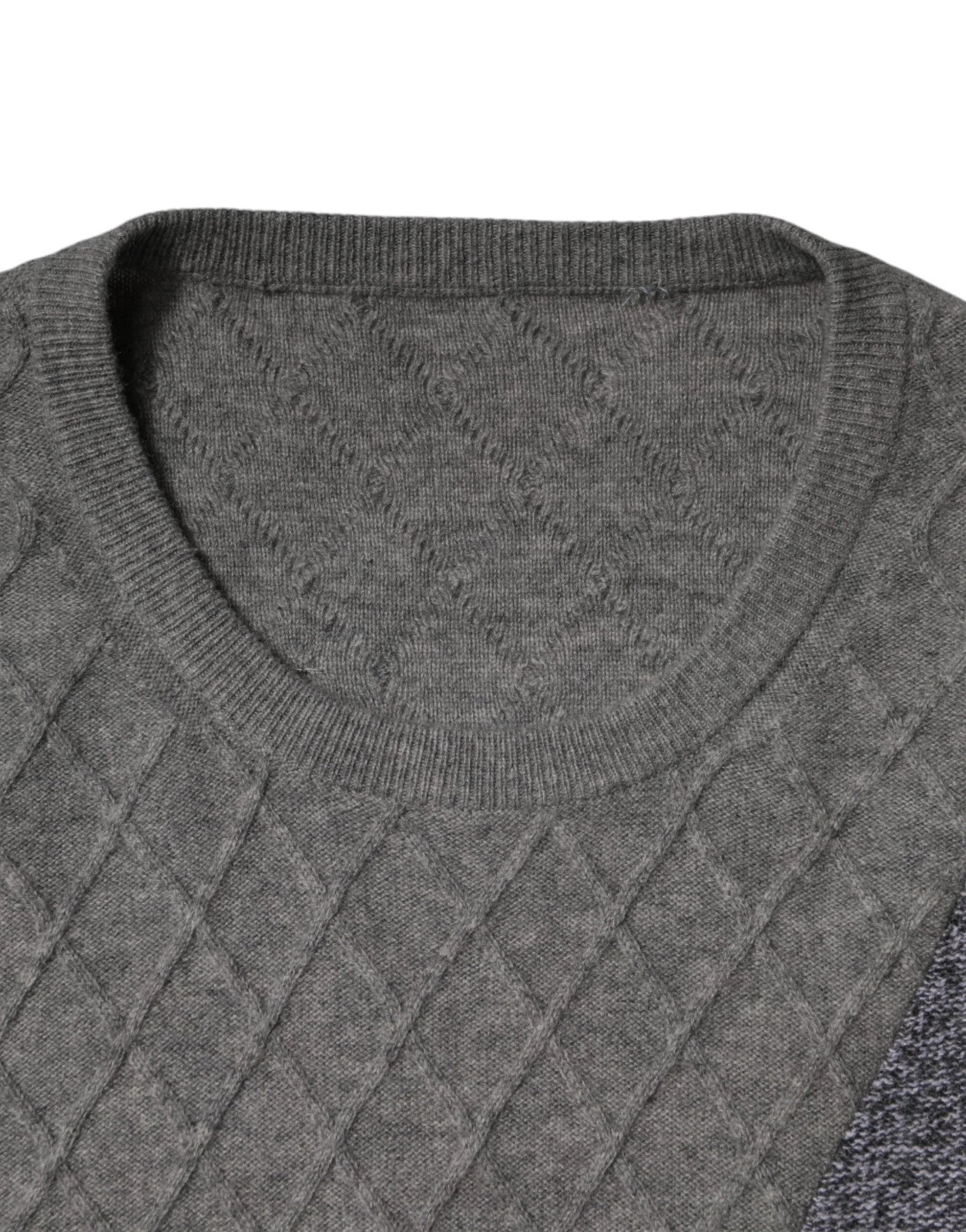 Ballantyne Gray Cashmere Argyle Intarsia Knit Crew Neck Men Men's Sweater (Pre-Owned)