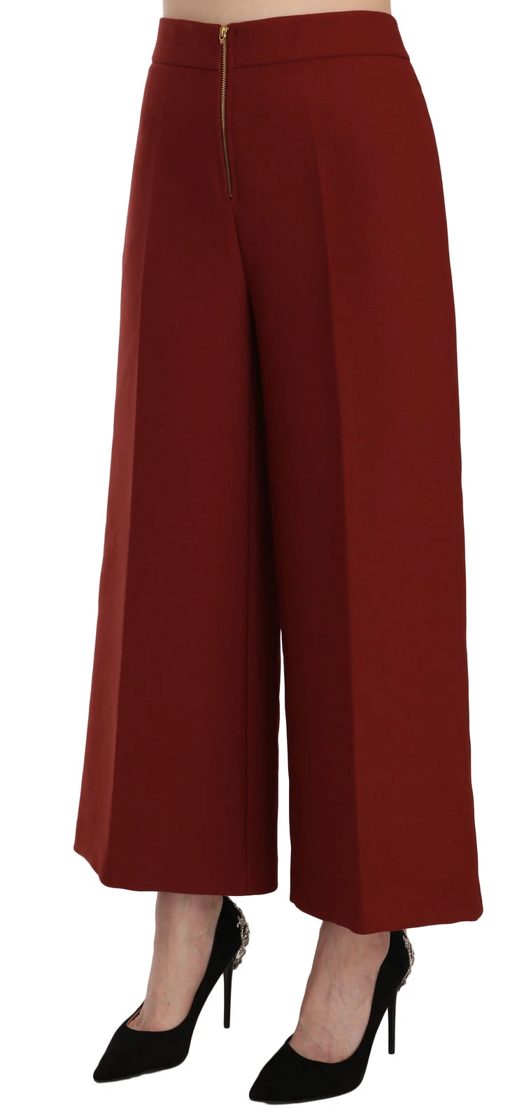 Jucca Red High Waist Cropped Flared Dress Formal Trouser Women's Pants