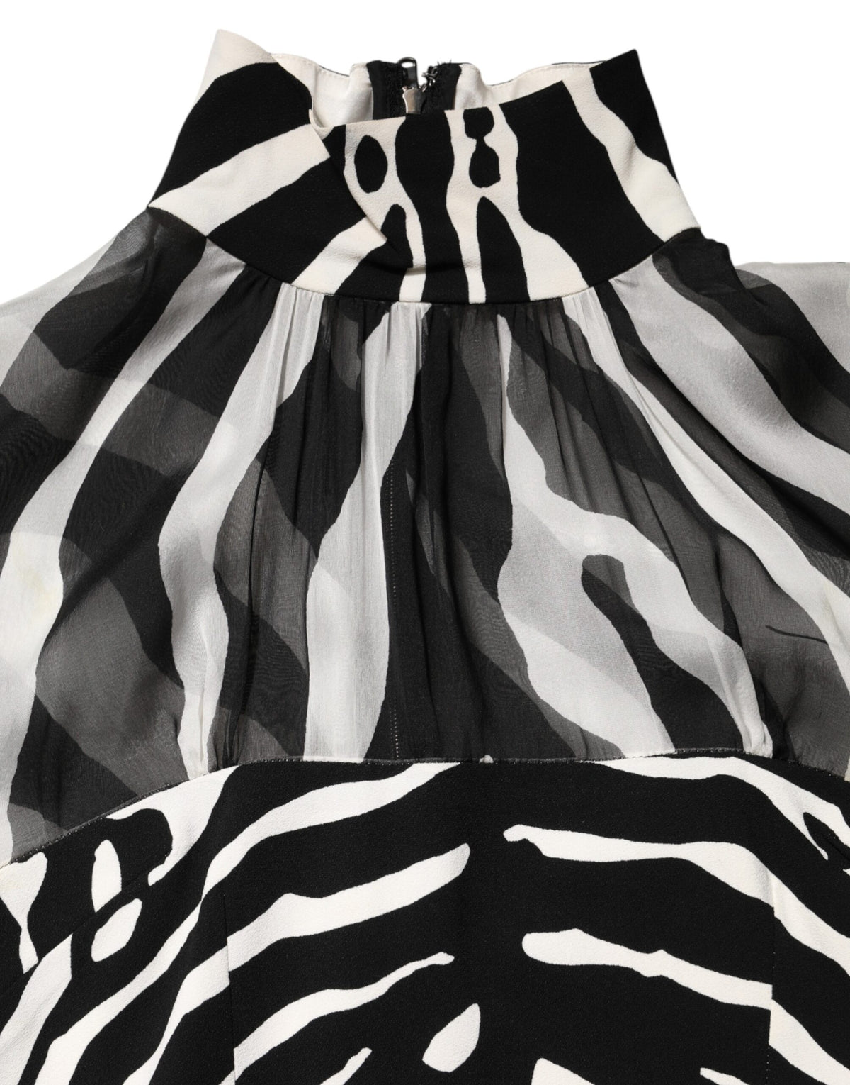 Dolce & Gabbana Zebra Print Chiffon Paneled Crop Blouse Women's Top (Pre-Owned)