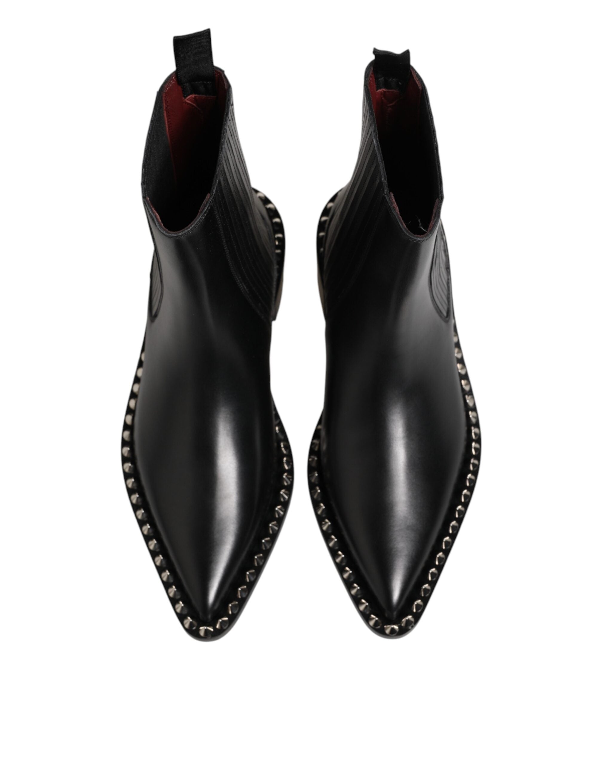 Dolce & Gabbana Black Studded Chelsea Short Ankle Boots Men's Shoes