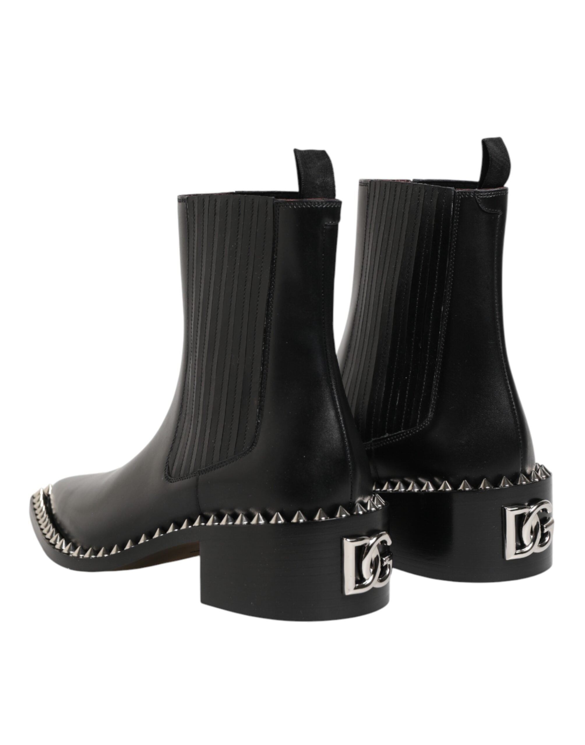 Dolce & Gabbana Black Studded Chelsea Short Ankle Boots Men's Shoes