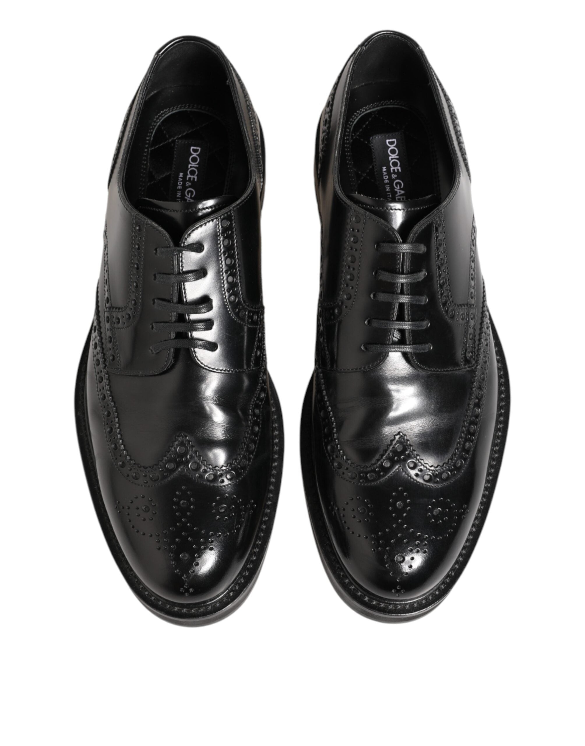 Dolce & Gabbana Black Calfskin Leather Derby Men Dress Men's Shoes (Pre-Owned)