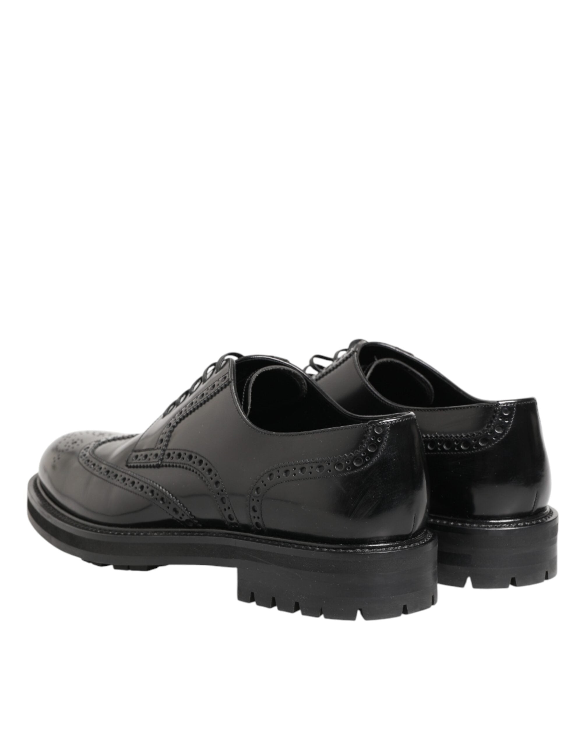 Dolce & Gabbana Black Calfskin Leather Derby Men Dress Men's Shoes (Pre-Owned)