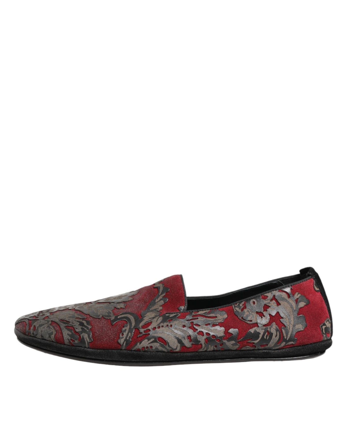 Dolce & Gabbana Bordeaux Jacquard Leather Slip On Loafer Men's Shoes