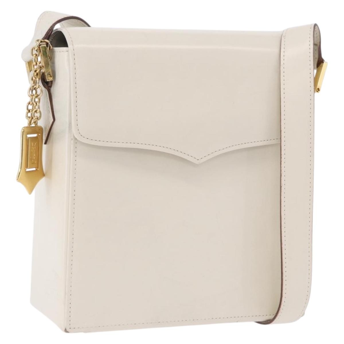 Saint Laurent Vintage Leather Ecru Leather Shoulder Bag Bag (Pre-Owned)