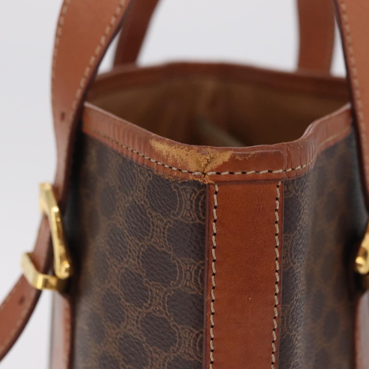 Celine Vintage Macadam Shopper Coated Canvas Brown Canvas Tote Bag Bag (Pre-Owned)