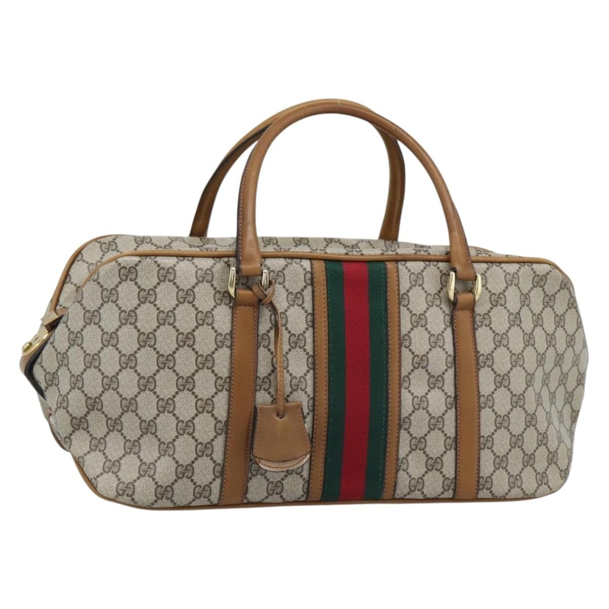 Gucci Zip Boston Gg Canvas And Leather Beige Pvc Handbag (Pre-Owned)