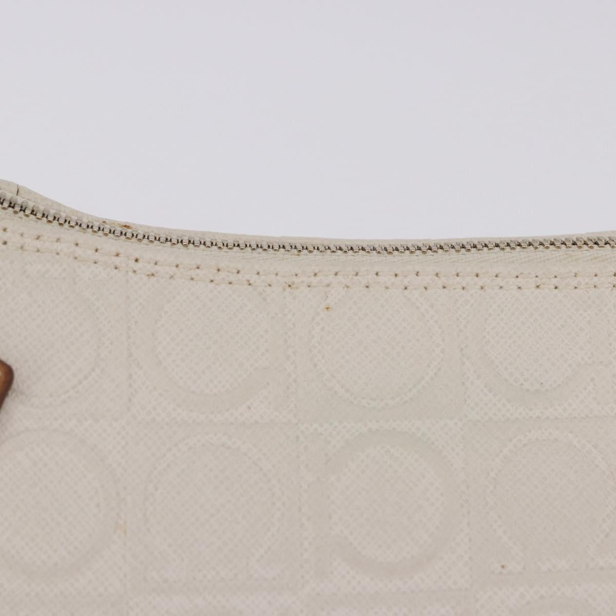Salvatore Ferragamo Gancini Canvas And Leather White Canvas Clutche & Pouche Bag (Pre-Owned)