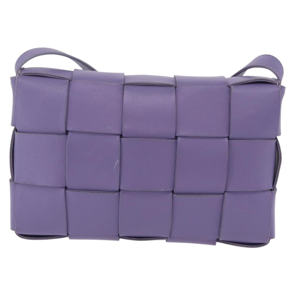Bottega Veneta Cassette Maxi Intrecciato Leather Purple Leather Crossbody Bag Bag (Pre-Owned)