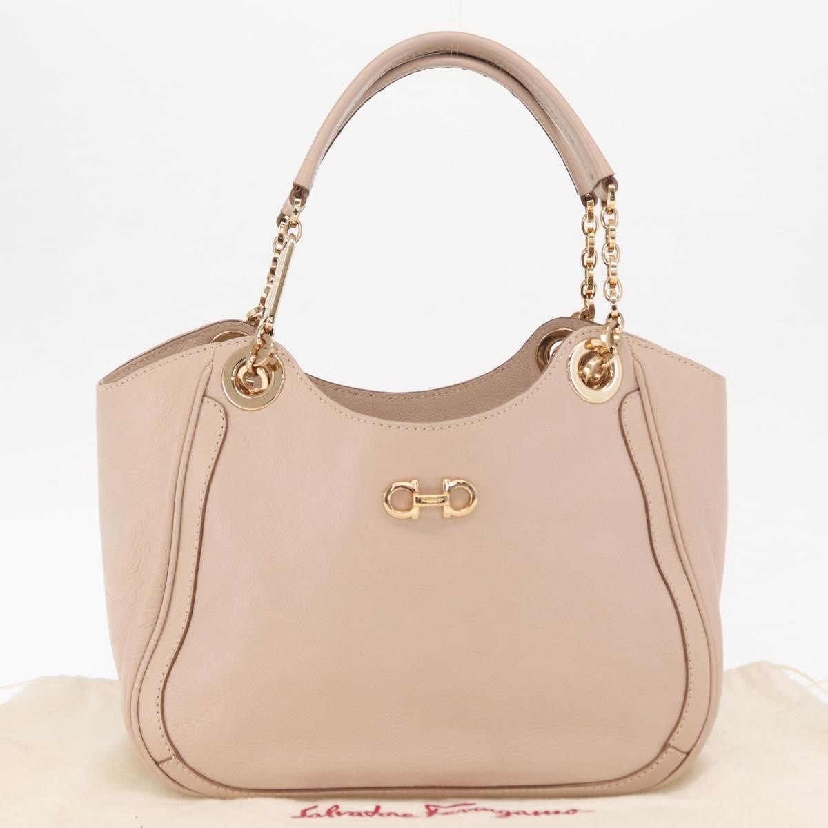 Salvatore Ferragamo Betulla Chain Tote Leather Pink Leather Handbag (Pre-Owned)