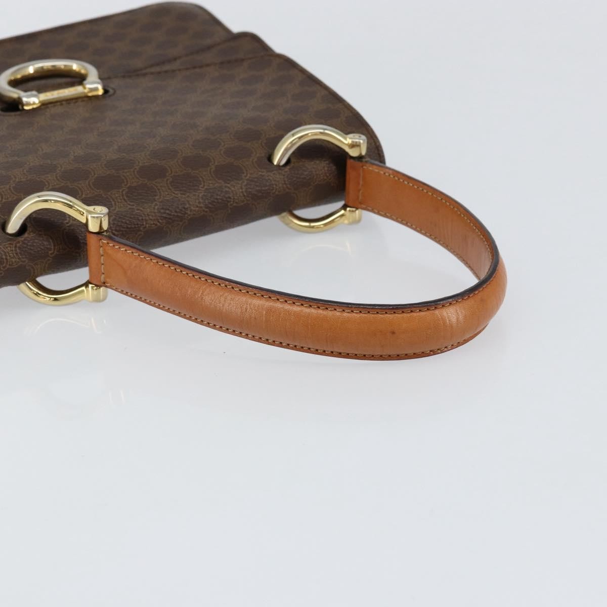 Celine Vintage Top Handle Macadam Canvas Brown Canvas Handbag (Pre-Owned)