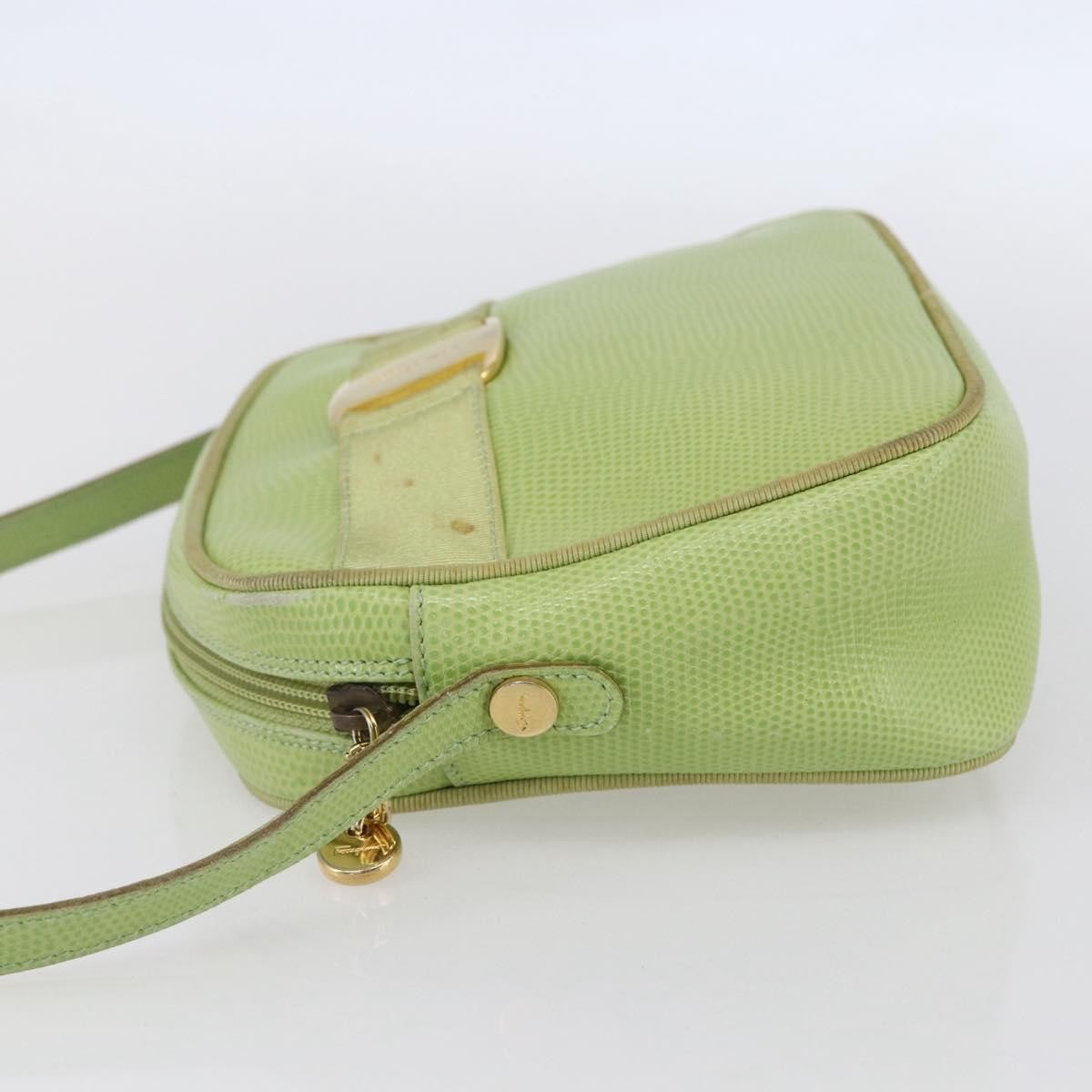 Salvatore Ferragamo Vara Bow Camera Leather Green Leather Shoulder Bag Bag (Pre-Owned)