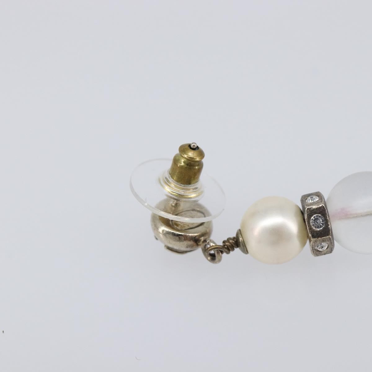 Chanel Cc Pearl Drop Faux Pearl And Metal Silver Metal Earrings Jewelry (Pre-Owned)