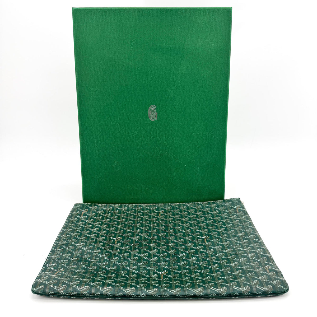Goyard Senat Zip Coated Canvas Green Canvas Clutche & Pouche Bag (Pre-Owned)
