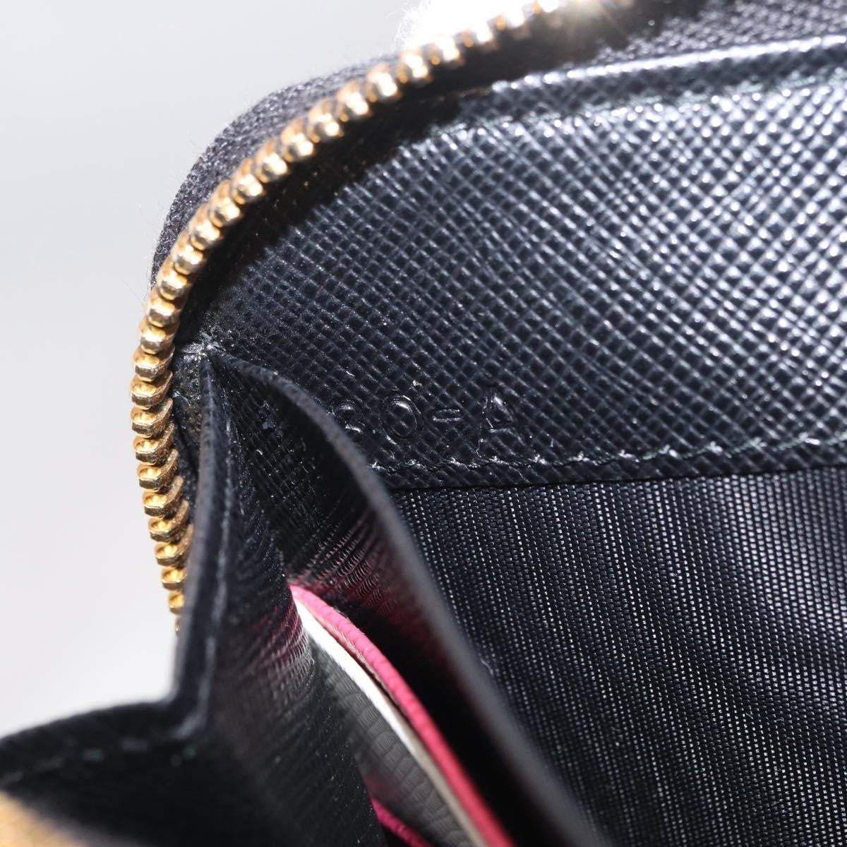 Prada Zip Around Tab Saffiano Leather Black Leather Wallets Accessory (Pre-Owned)