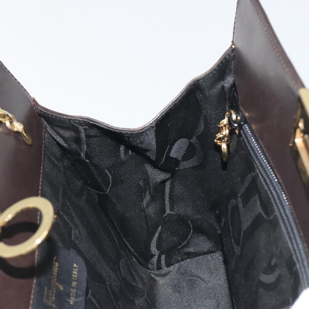 Salvatore Ferragamo Vintage Gancini Chain Leather Brown Leather Shoulder Bag Bag (Pre-Owned)